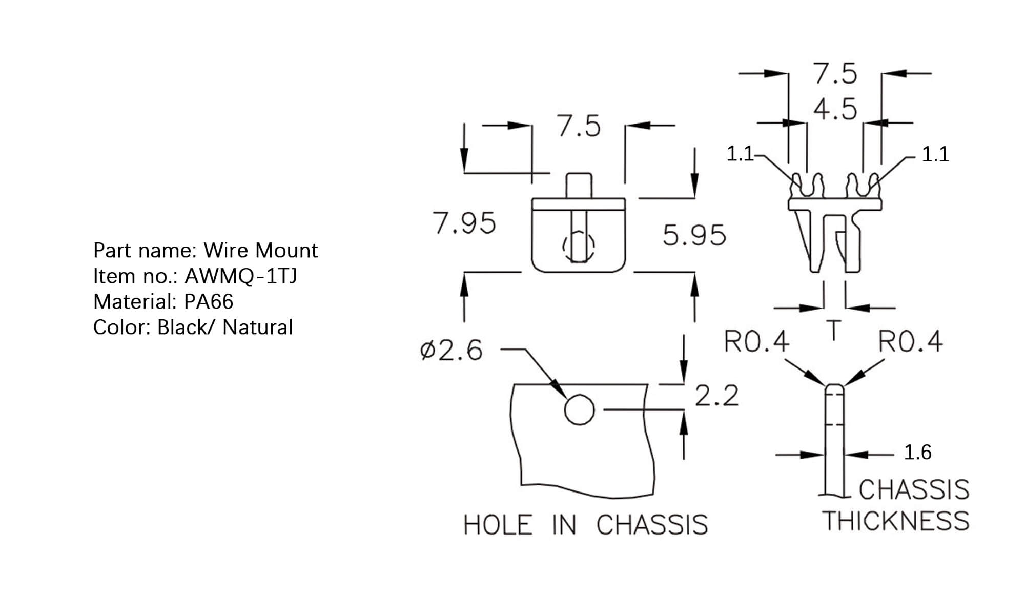 Plastic Wire Mount AWMQ-1TJ